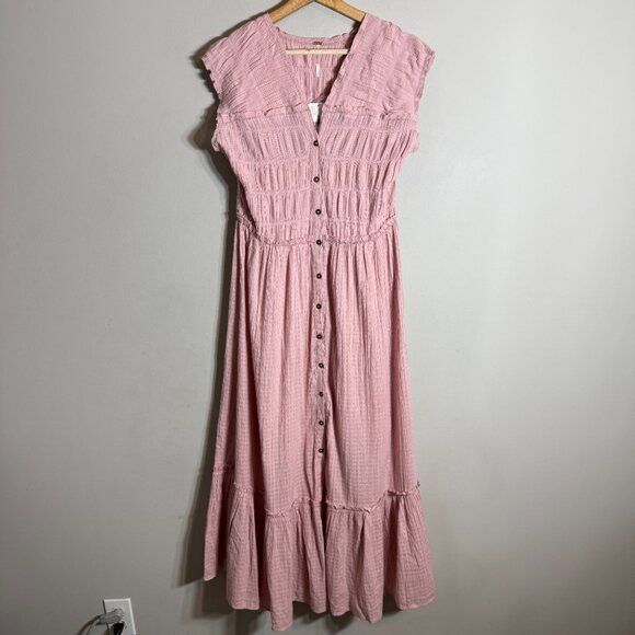 Free People Desert Dazed Midi Dress Women's Large Pale Mauve Boho Sleeveless NWT - Picture 6 of 15